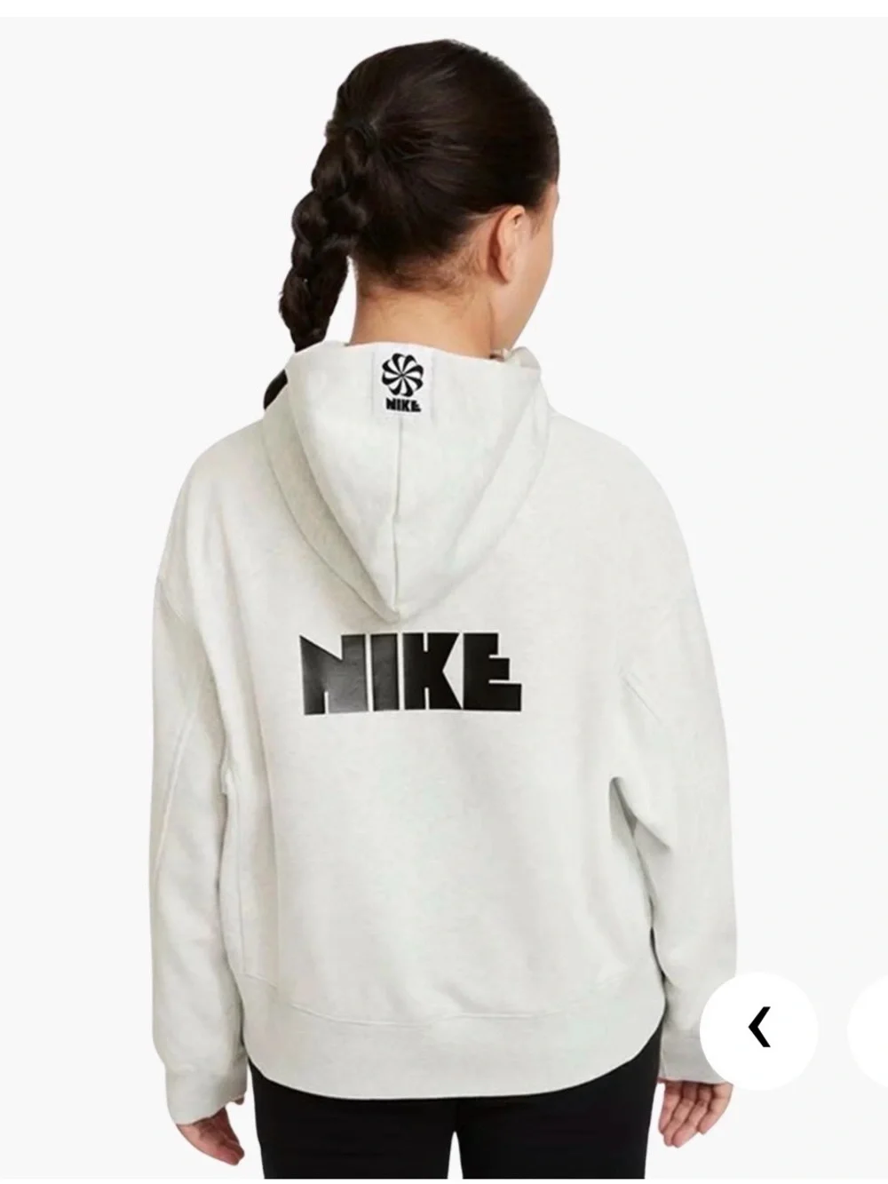 Nike Kids White Pullover Hoodie with Black Logo